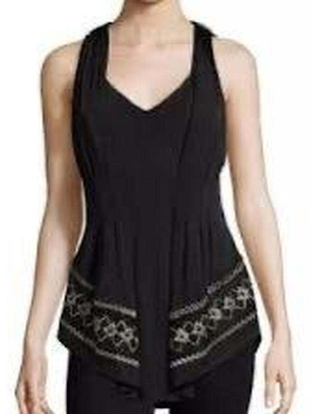 Free People Figure Flattering Black Sheer Lace Brief with Metallic Trim
